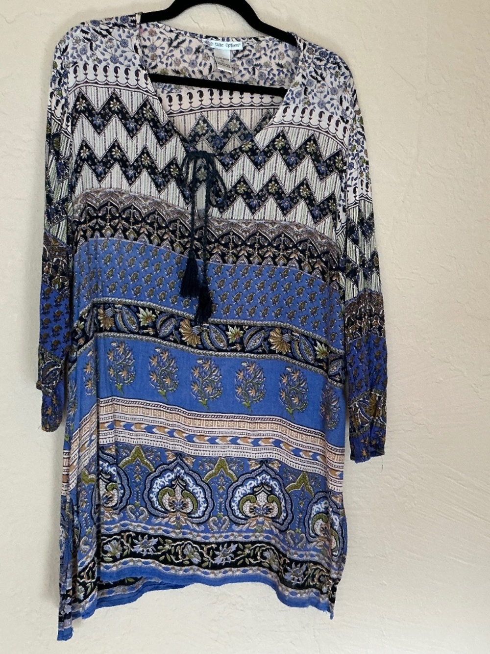 Boho tribal pattern gauze tunic top
